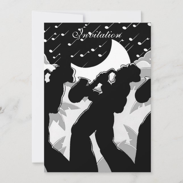 Invitation Jazz noir et blanc (Devant)