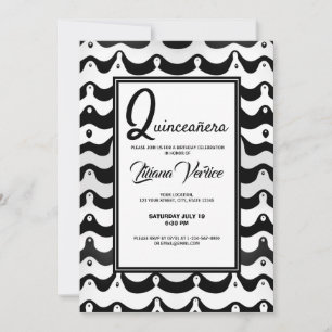 Invitation Jazzy noir et blanc Vague Zebra Stripes
