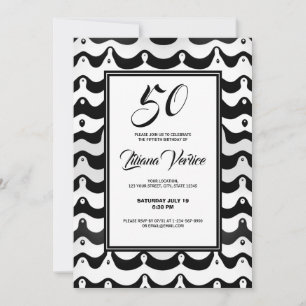 Invitation Jazzy noir et blanc Vague Zebra Stripes