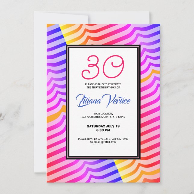 Invitation Jazzy Trippy Psychedelic Tropical Stripey Motif (Devant)
