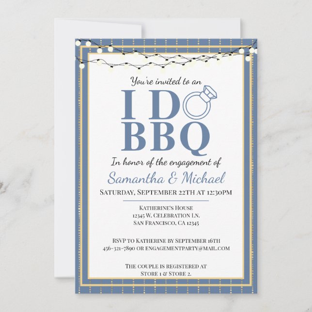 Invitation Je fais BBQ Couples de douche Partie d'engagement (Devant)