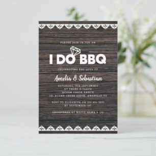 Invitation Je fais BBQ Fête des mariées dentelle en bois