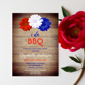 Invitation Je fais BBQ Fête des mariées florale patriotique
