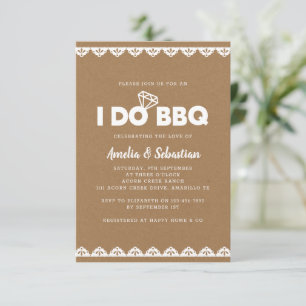 Invitation Je fais BBQ Kraft Fête des mariées dentelle