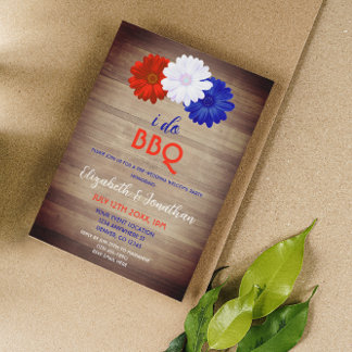 Invitation Je fais BBQ Patriotique Floral PréMariage Bienvenu