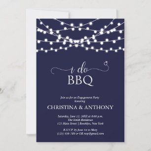 Invitation Je fais BBQ Rustique String Lights Engagement Part