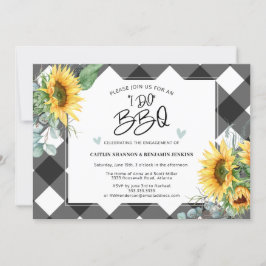 Invitation Je fais BBQ Sunflower Buffalo Plaid Engagement Par