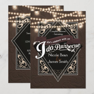 Invitation JE FAIS DU BARBECUE BBQ Faux Cuir & Lumières Engag