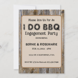 Invitation JE FAIS DU BBQ Élégant Bois Rustique Fête de Fianç