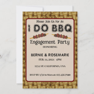 Invitation Je fais du BBQ Élégant Tissage Rustique Fête de Fi