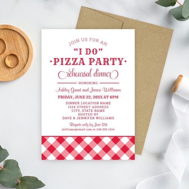 Invitation Je fais la fête de pizza mariage rouge dîner de ré (Créateur téléchargé)