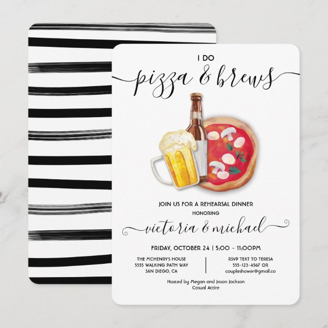 Invitation Je fais Pizza et bières Dîner de répétition (Devant / Derrière)