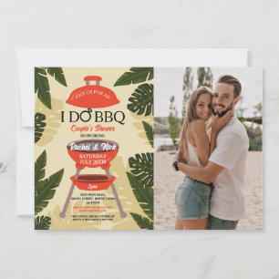 Invitation Je fais un BBQ Couple douche Jardin Cour Photo