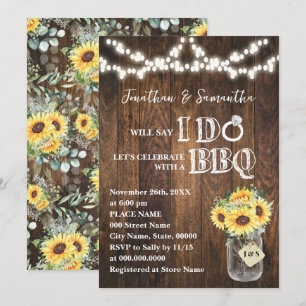 Invitation Je fais un BBQ Tournesols Occidental Couple Shower
