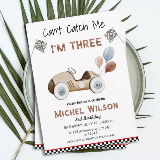 Invitation Je ne peux pas m'attraper Je suis trois voiture de (Créateur téléchargé)