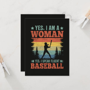 Invitation Je parle couramment le baseball Joueuse Fan