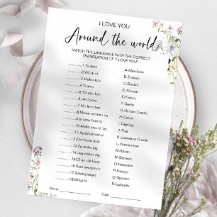 Invitation Je t'aime autour du monde Fête des mariées de jeu