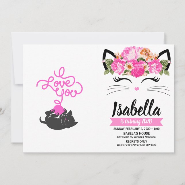 Invitation Je t'aime - boule de laine - Choisir la couleur du (Devant)