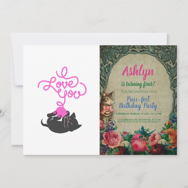 Invitation Je t'aime - boule de laine - Choisir la couleur du (Devant)