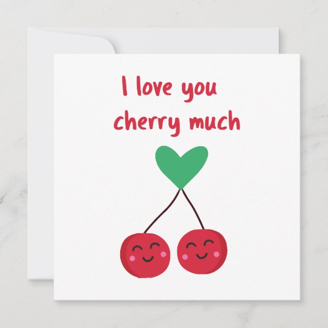 Invitation Je t'aime Cherry Beaucoup Valentine (Devant)