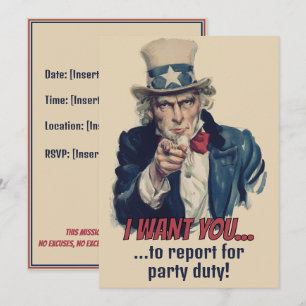 Invitation Je Veux Que Tu Uncle Sam Party Fun Recrutement