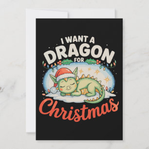 Invitation Je veux un dragon pour Noël Santa Lights Xmas