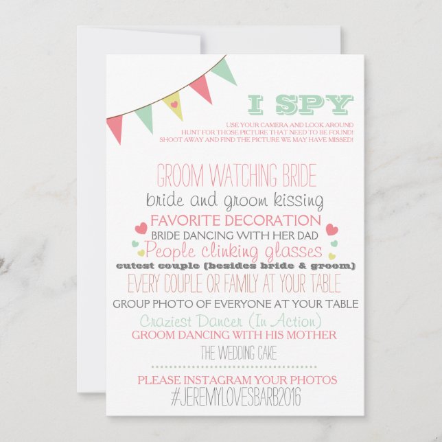 Invitation Je vois jeu de mariage (Devant)