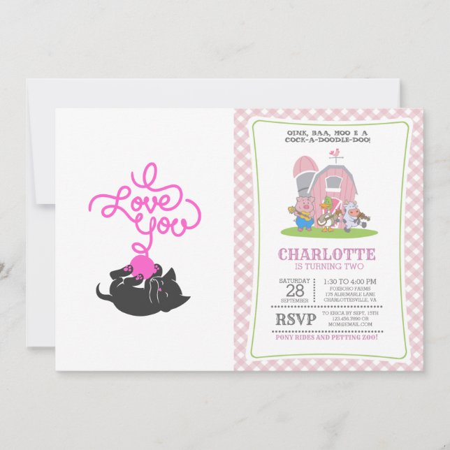 Invitation Je vous aime - boule de laine - Choisir la couleur (Devant)