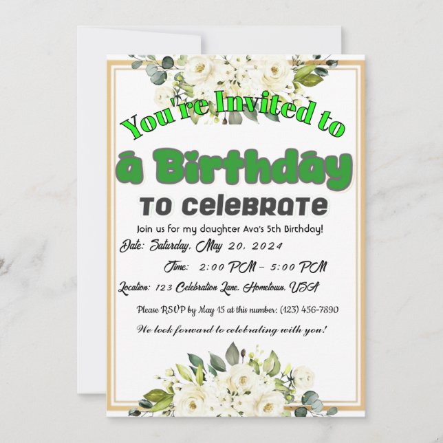 Invitation Je vous souhaite une année pleine de joie ! (Devant)