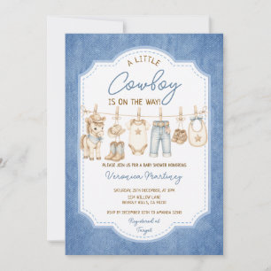 Invitation Jean Cute Little Cowboy Baby Shower Ligne de vêtem