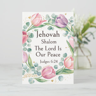 Invitation Jehovah Shalom, Tulipes Eucalyptus Rose Violet Art
