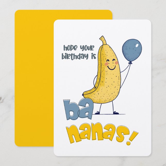 Invitation J'espère que votre anniversaire est des bananes !  (Devant / Derrière)
