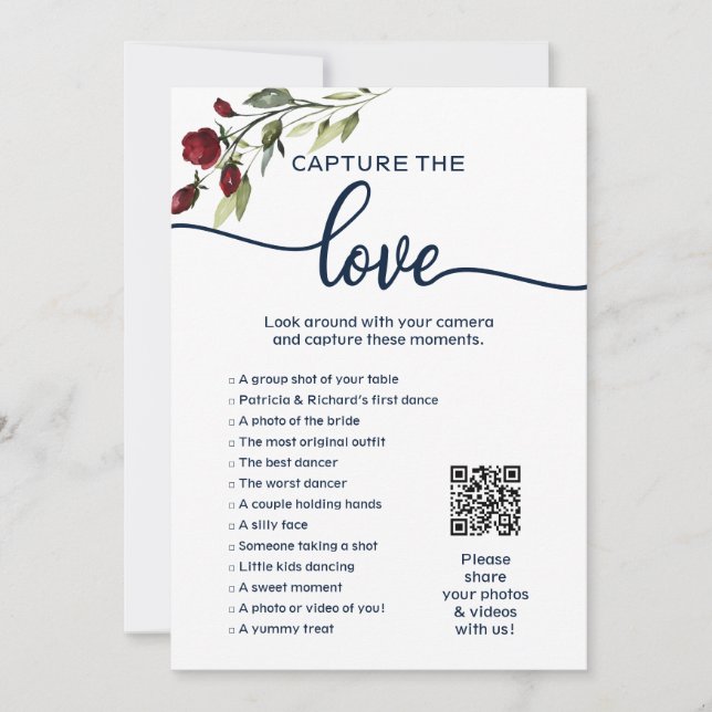 Invitation J'espionne Mariage Jeu Capture L'Amour Photo Hunt  (Devant)