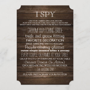 Invitation J'espionne Mariage Jeu Wood Rustic Photographie