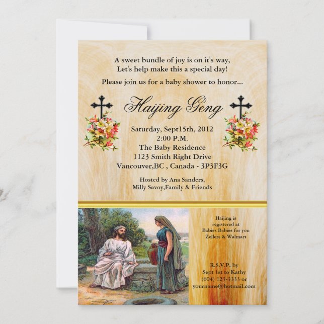 Invitation Jésus au Baby shower bien chrétien (Devant)