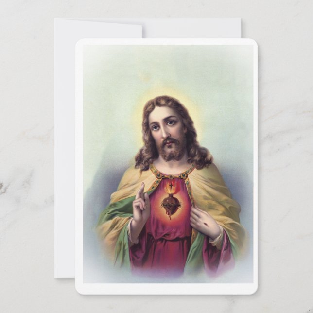 Invitation Jésus avec un cœur lumineux (Devant)