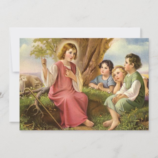 Invitation Jésus-Christ enseignant aux enfants, religion vint (Devant)