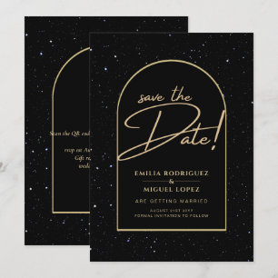 Invitation JET BLACK OR étoile Mariage de nuit SAVE DATE