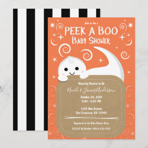 Invitation Jeter Un Oeil Sur Un Baby shower D'Halloween Orang