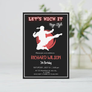 Invitation Jetons-le Ninja   Neon Karate fête d'anniversaire