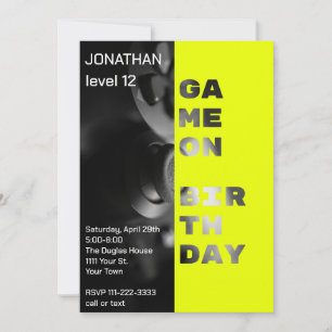 Invitation Jeu à Anniversaire Personnalisé Gamer Niveau vers 