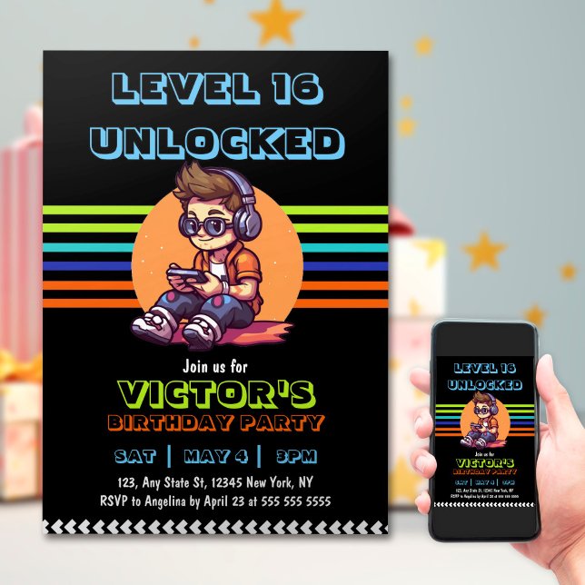 Invitation Jeu Ado Jeu Joueur Joueur Vidéo Joueur Joueur Anni (Créateur téléchargé)