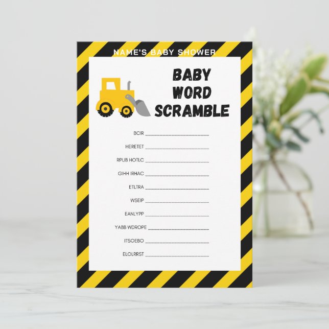 Invitation Jeu Bébé en Construction - Nom Modifiable, 5x7 (Debout devant)