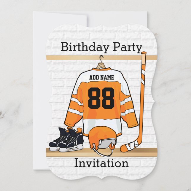 Invitation Jeu d'anniversaire de Jersey de hockey sur glace o (Devant)