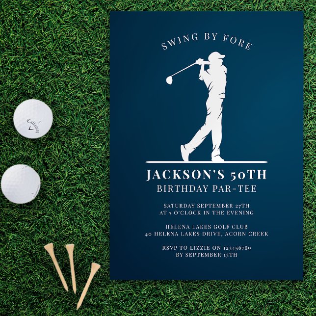 Invitation Jeu d'anniversaire de la Marine Blue Golf (Créateur téléchargé)