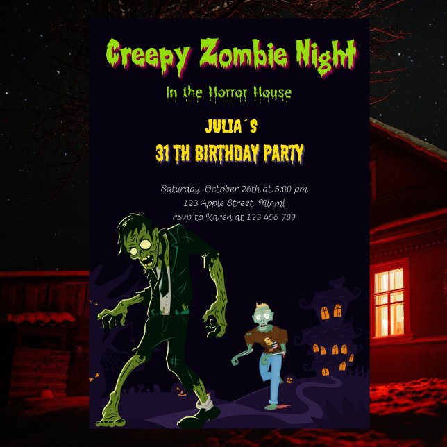 Invitation Jeu d'Anniversaire Personnalisé Zombie (zombie party invitation)