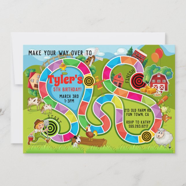 Invitation Jeu d'anniversaire pour les enfants Fun Board (Devant)