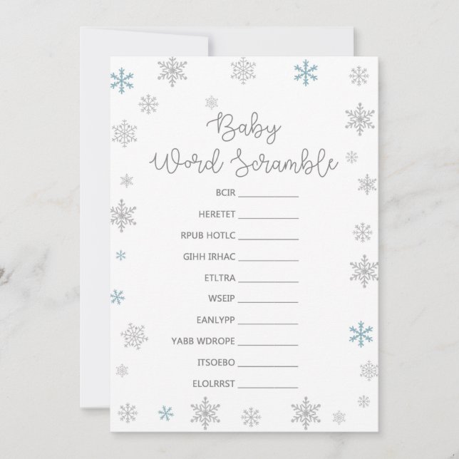Invitation Jeu d'Baby shower hivernal avec réponse en 5 x 7 (Devant)