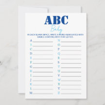 Jeu de Baby shower ABC Alphabet - Bleu