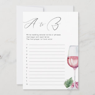 Invitation Jeu de baby shower avant les vœux de A à Z Vino